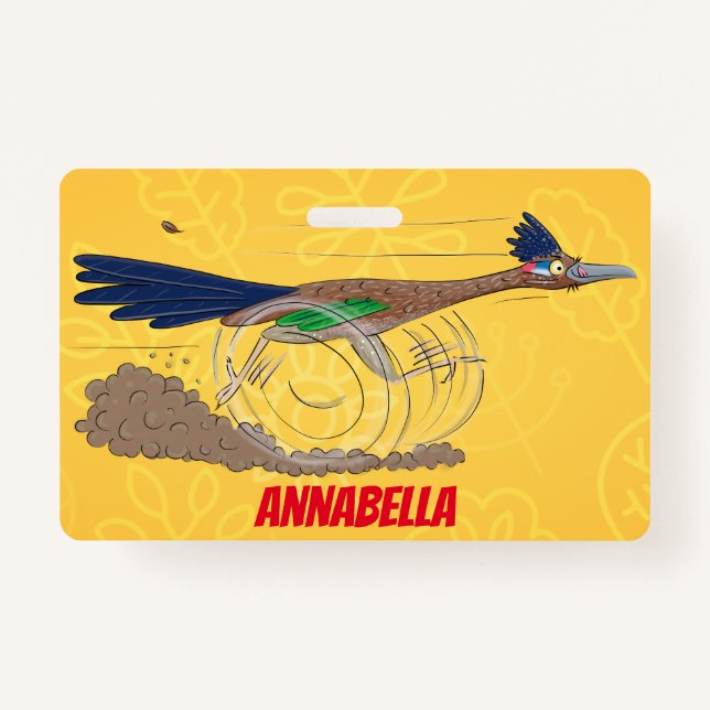 Funny roadrunner bird cartoon illustration badge (Front)