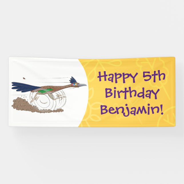Funny roadrunner bird cartoon illustration banner (Horizontal)