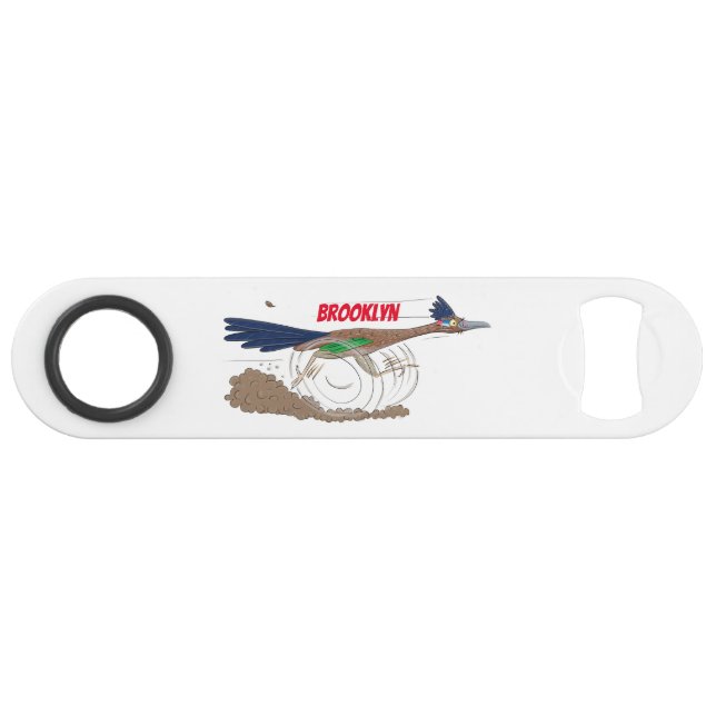 Funny roadrunner bird cartoon illustration bar key (Front (Horizontal))
