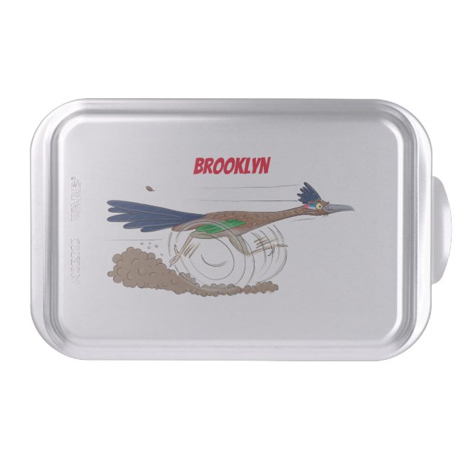 Funny roadrunner bird cartoon illustration cake pan (Front)