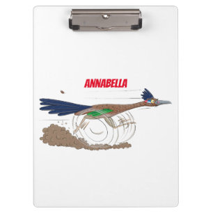 Funny roadrunner bird cartoon illustration clipboard
