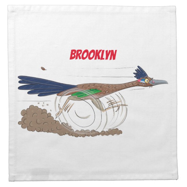 Funny roadrunner bird cartoon illustration cloth napkin (Front)