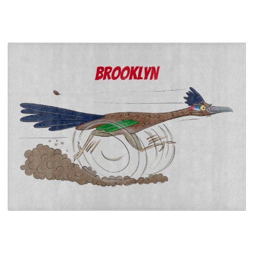 Funny roadrunner bird cartoon illustration cutting board