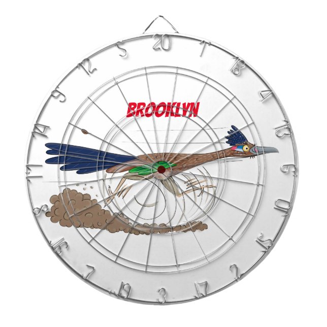 Funny roadrunner bird cartoon illustration dart board (Front)
