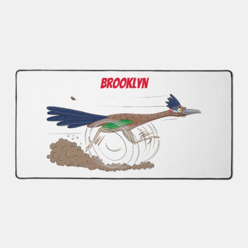 Funny roadrunner bird cartoon illustration desk mat