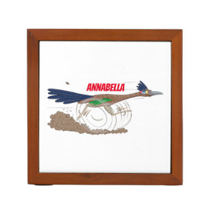 Funny roadrunner bird cartoon illustration desk organizer