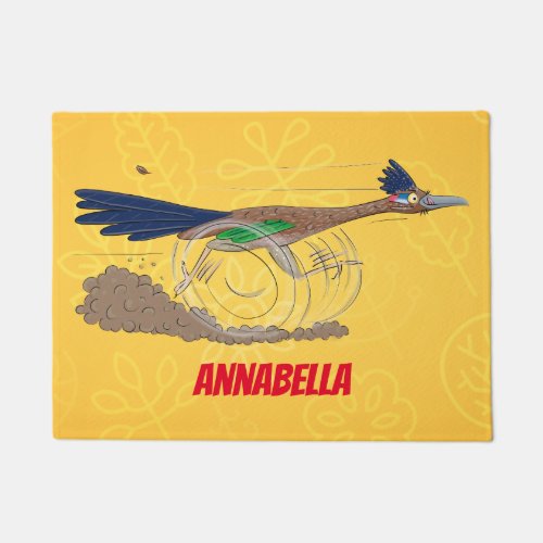 Funny roadrunner bird cartoon illustration doormat