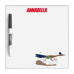 Funny roadrunner bird cartoon illustration dry erase board