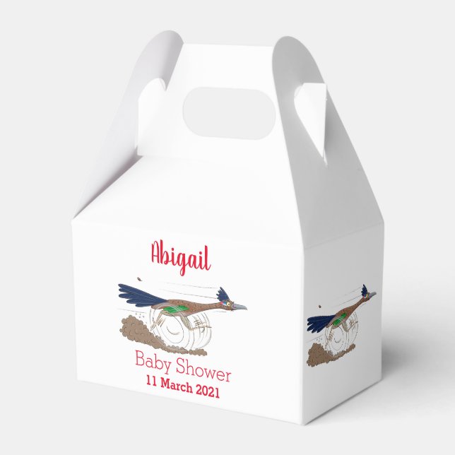 Funny roadrunner bird cartoon illustration favor boxes (Front Side)