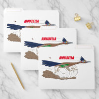 Funny roadrunner bird cartoon illustration