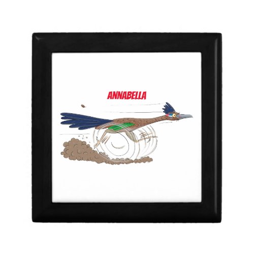 Funny roadrunner bird cartoon illustration gift box