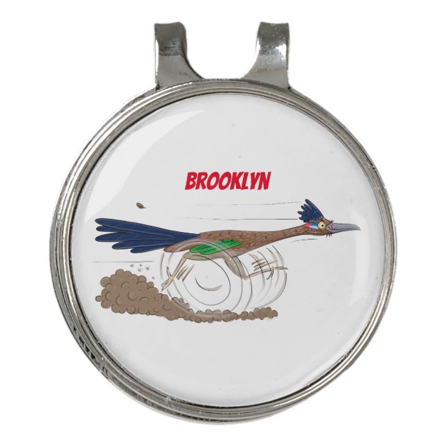 Funny roadrunner bird cartoon illustration golf hat clip (Front)