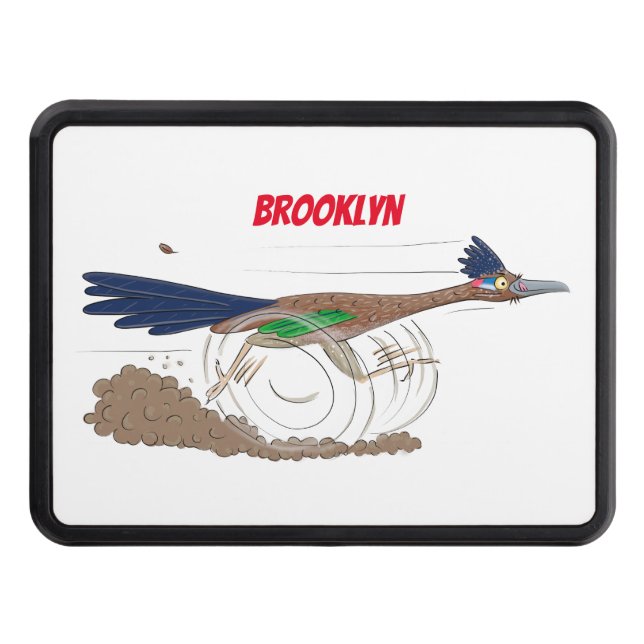 Funny roadrunner bird cartoon illustration hitch cover (Front)