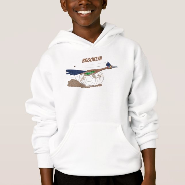 Funny roadrunner bird cartoon illustration hoodie (Front)