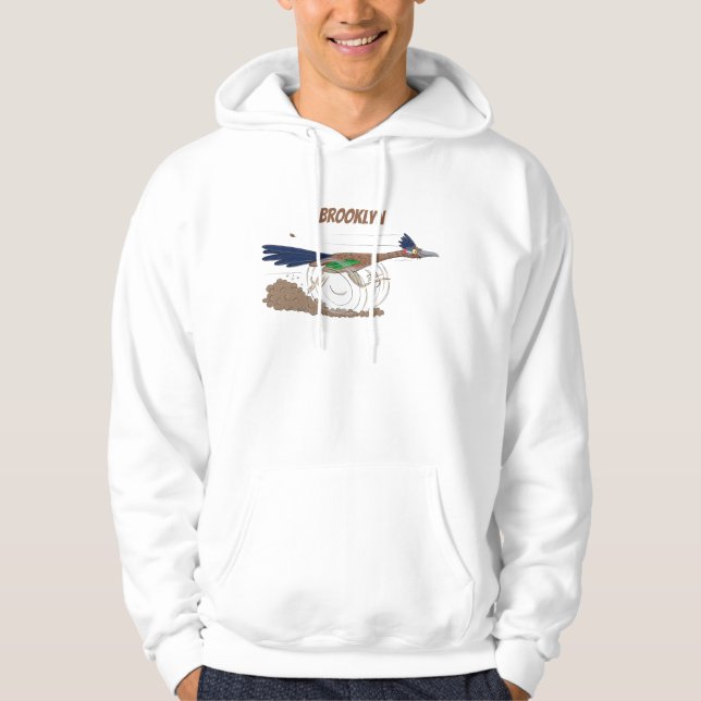 Funny roadrunner bird cartoon illustration hoodie (Front)