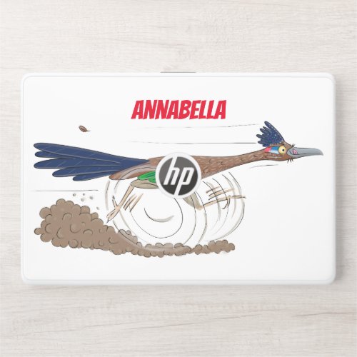 Funny roadrunner bird cartoon illustration HP laptop skin