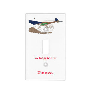Funny roadrunner bird cartoon illustration light switch cover