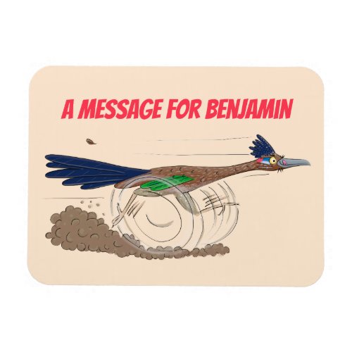 Funny roadrunner bird cartoon illustration magnet