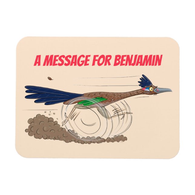 Funny roadrunner bird cartoon illustration magnet (Horizontal)