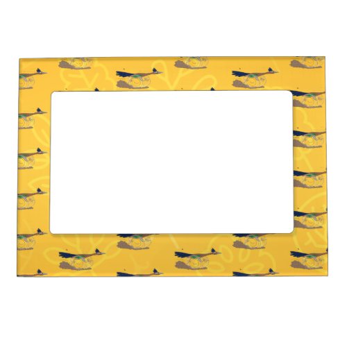 Funny roadrunner bird cartoon illustration magnetic frame