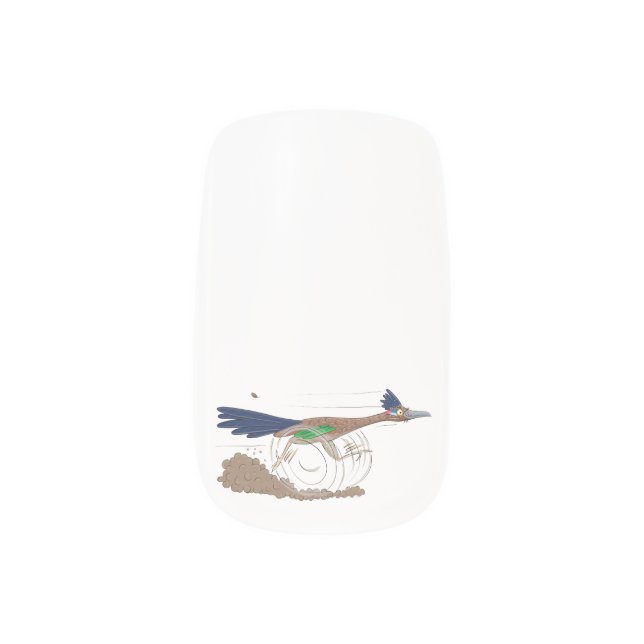 Funny roadrunner bird cartoon illustration minx nail art (Left Thumb)