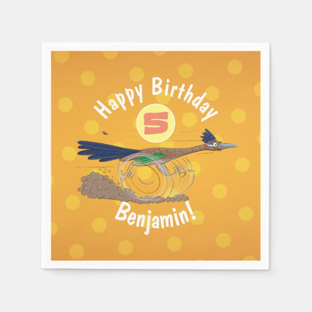 Funny roadrunner bird cartoon illustration napkins (Front)
