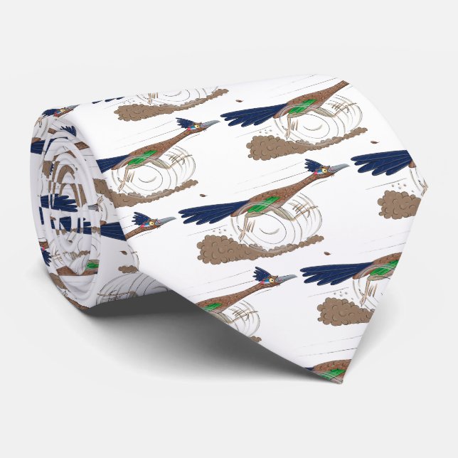 Funny roadrunner bird cartoon illustration neck tie (Rolled)