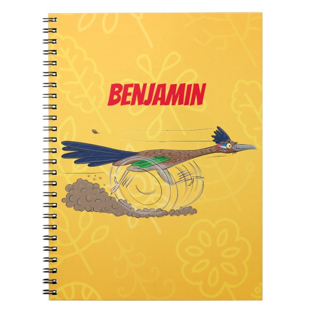 Funny roadrunner bird cartoon illustration notebook (Front)