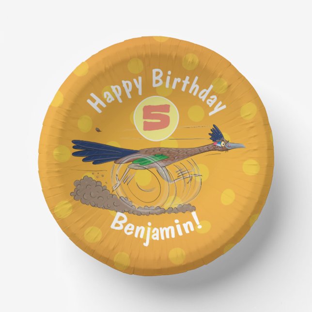 Funny roadrunner bird cartoon illustration paper bowls (Front)
