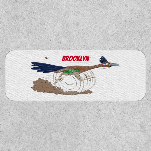 Funny roadrunner bird cartoon illustration patch