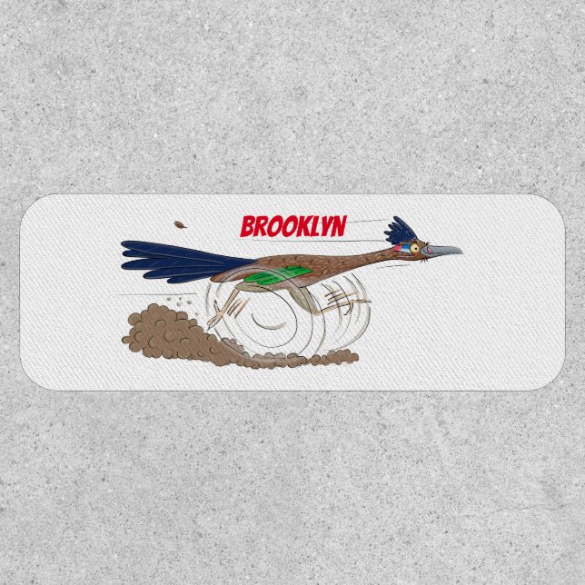 Funny roadrunner bird cartoon illustration patch (Front)