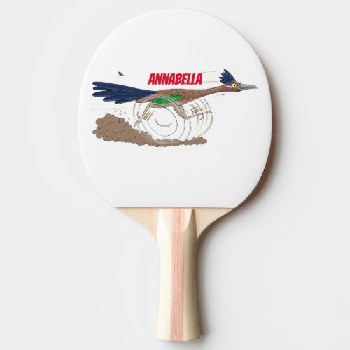 Funny roadrunner bird cartoon illustration ping pong paddle