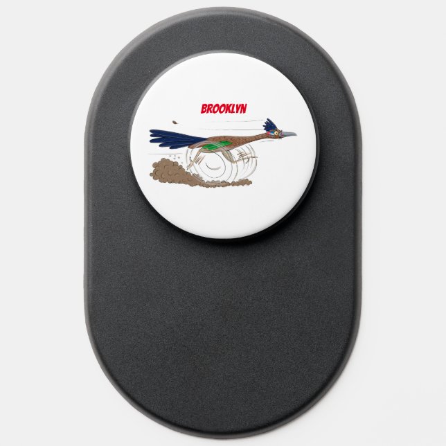 Funny roadrunner bird cartoon illustration PopSocket (Popsocket)