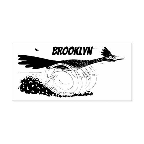 Funny roadrunner bird cartoon illustration rubber stamp