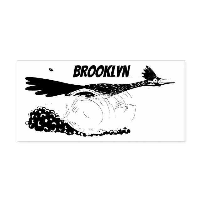 Funny roadrunner bird cartoon illustration rubber stamp (Imprint)