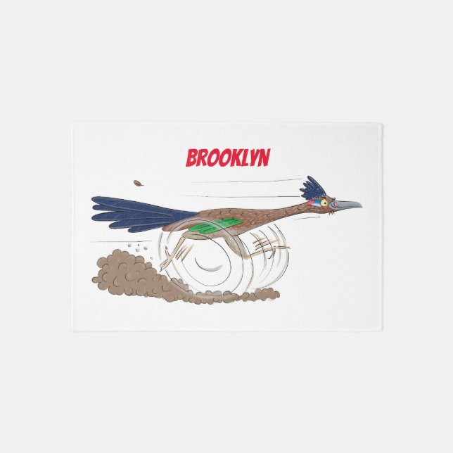 Funny roadrunner bird cartoon illustration rug (Front)