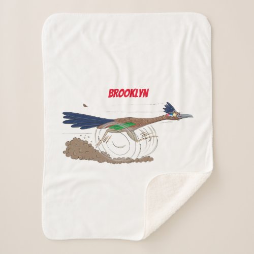 Funny roadrunner bird cartoon illustration sherpa blanket