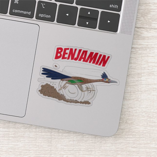 Funny roadrunner bird cartoon illustration sticker (Detail)