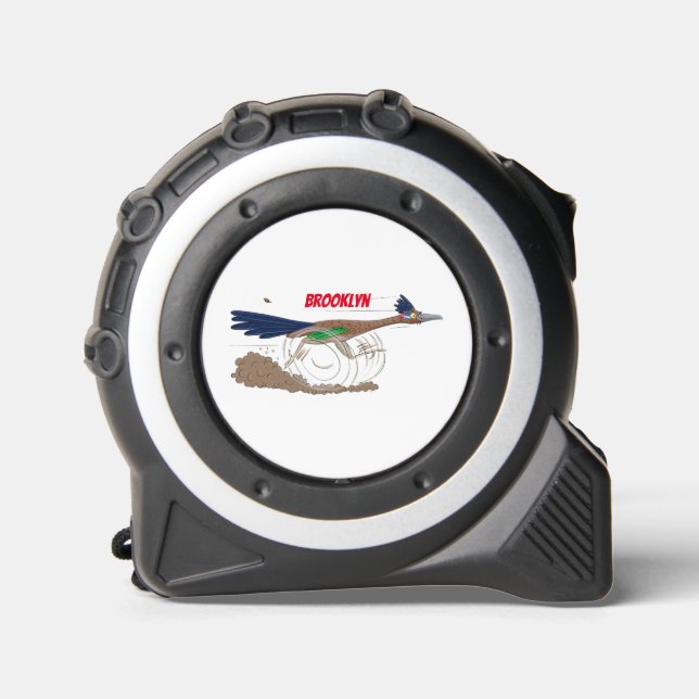 Funny roadrunner bird cartoon illustration tape measure (Front)