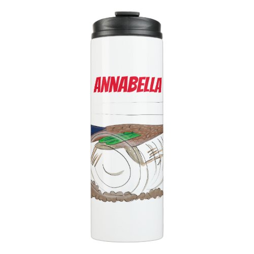 Funny roadrunner bird cartoon illustration thermal tumbler