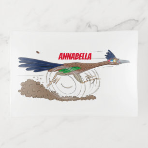 Funny roadrunner bird cartoon illustration trinket tray