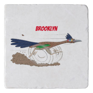 Funny roadrunner bird cartoon illustration trivet