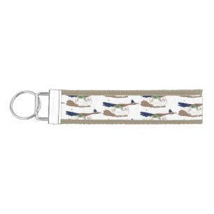 Funny roadrunner bird cartoon illustration wrist keychain
