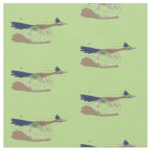 Funny roadrunner desert bird cartoon illustration fabric