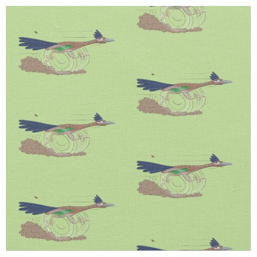 Funny roadrunner desert bird cartoon illustration fabric