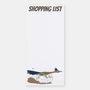 Funny roadrunner desert bird cartoon illustration magnetic notepad