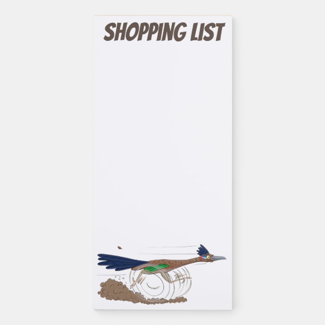 Funny roadrunner desert bird cartoon illustration magnetic notepad (Front)