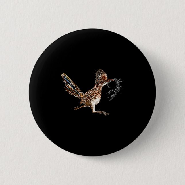 Funny Roadrunner Scorpion Road Runner Bird Hunter  Button (Front)