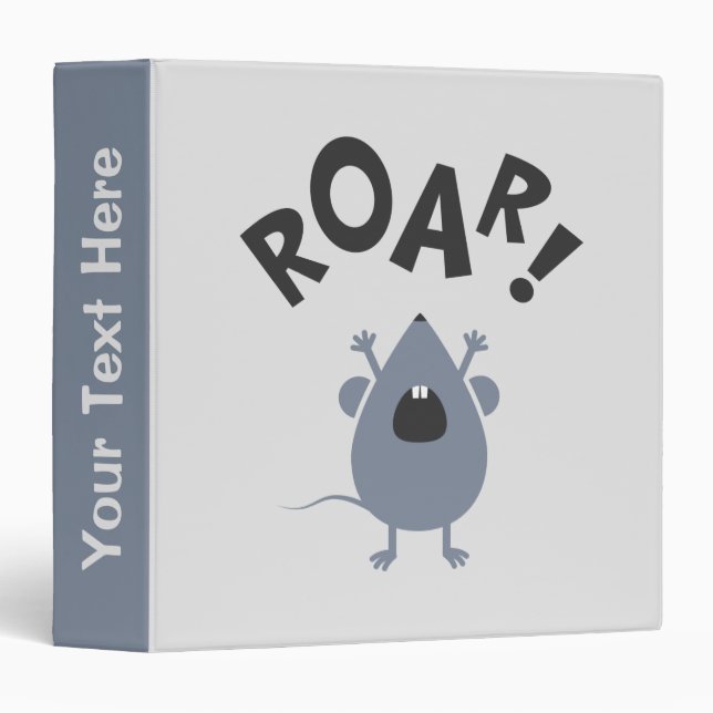 Funny Roar Mouse Design 3 Ring Binder (Front/Spine)