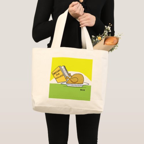 Funny Roast Turkey Cartoon Art Thanksgiving Dinner Large Tote Bag